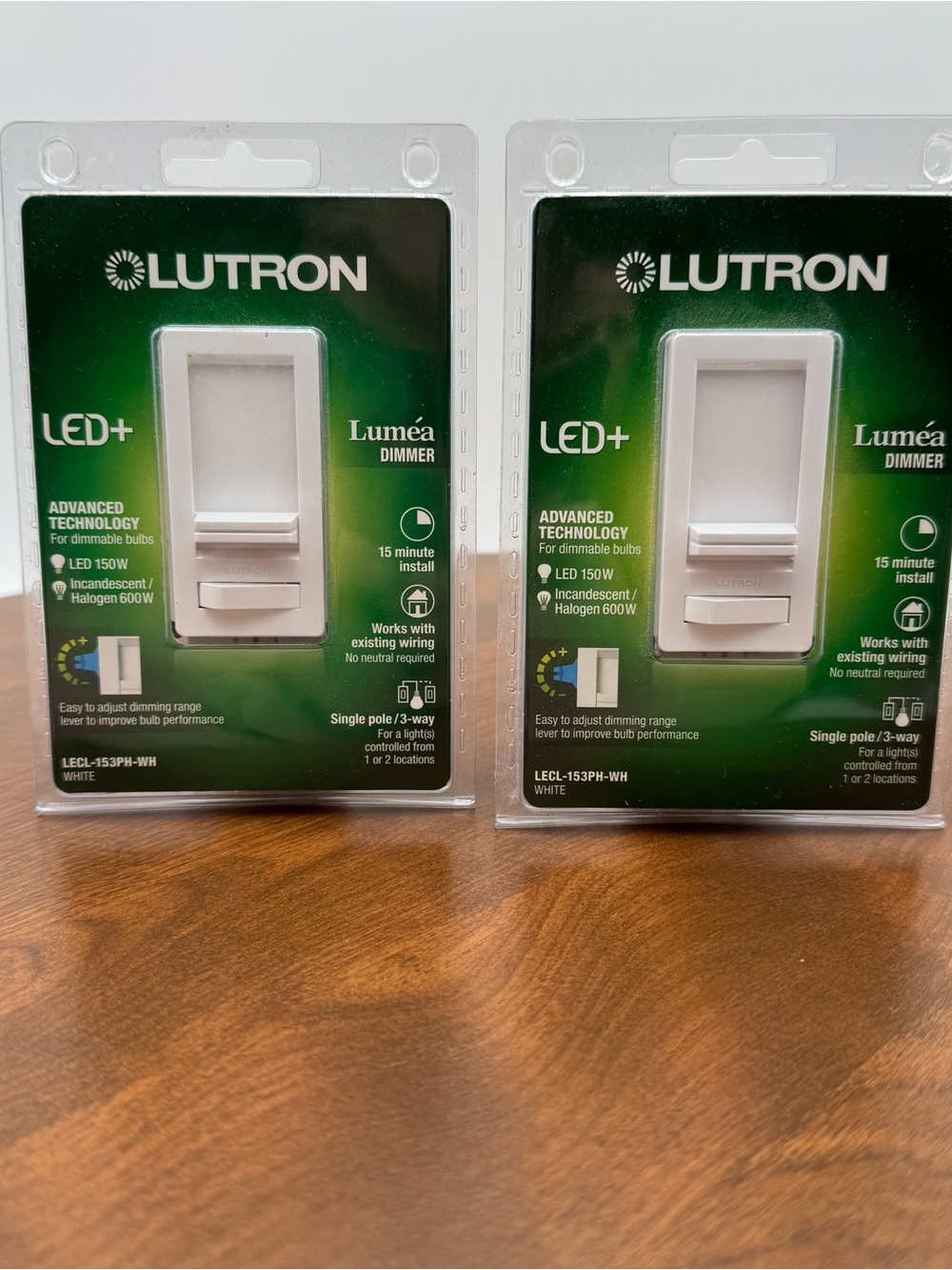Lutron LED+ Luméa Dimmer Switch LECL-153PH-WH White Single Pole 3-Way Lot 2
